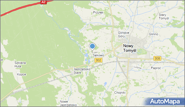 mapa Sękowo, Sękowo gmina Nowy Tomyśl na mapie Targeo